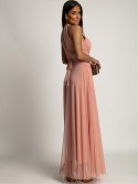 Elegant dress with a tulle bottom, powdery AZR156